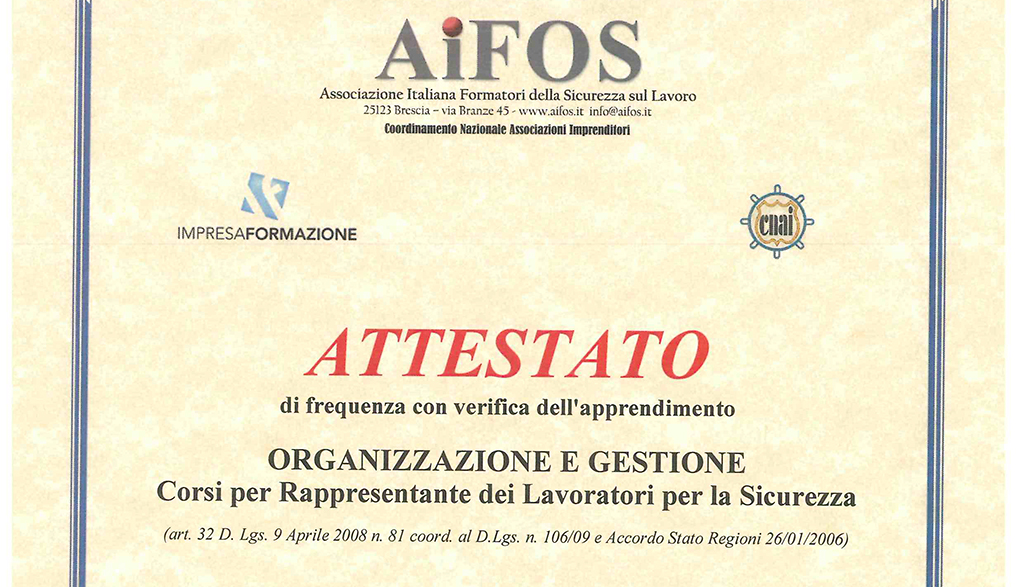 attestato organizzazione e gestione corsi rls
